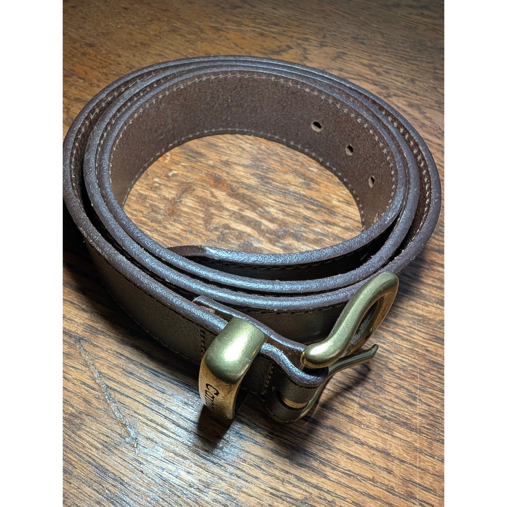 Carhartt Leather Belt Mens 44 Brown Like New Top Grain English Bridle Brass